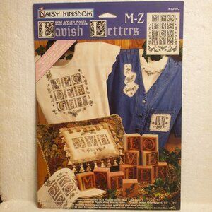 Vintage Daisy Kingdom Iron On Transfer #12402 Lavish Letters M-Z Foral Ivy